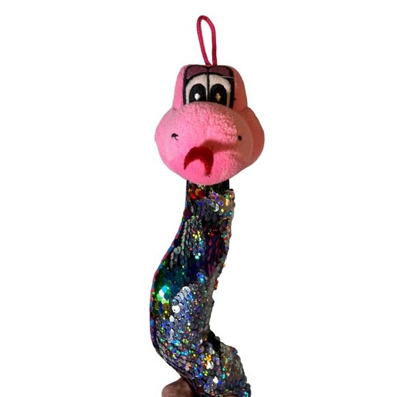 Flip Sequin Plush Toy Snake 16 inch Long Pink Head - Picture 5 of 16